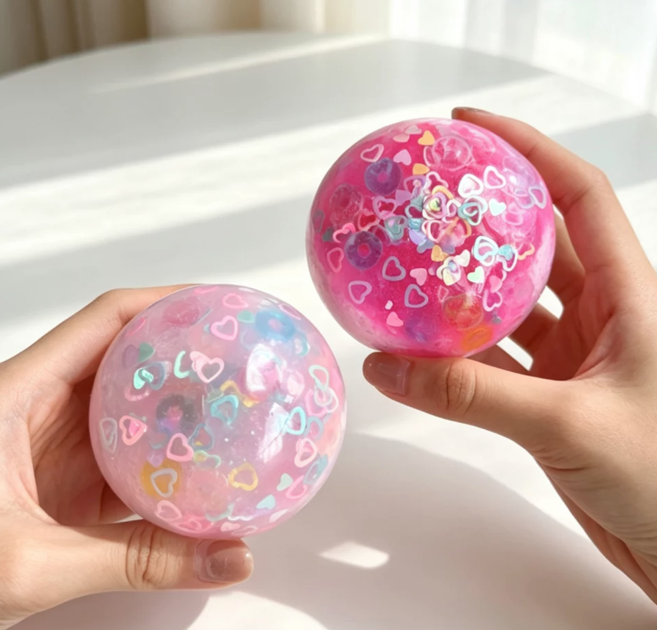 Dark/Light Pink confetti glitter squish firm